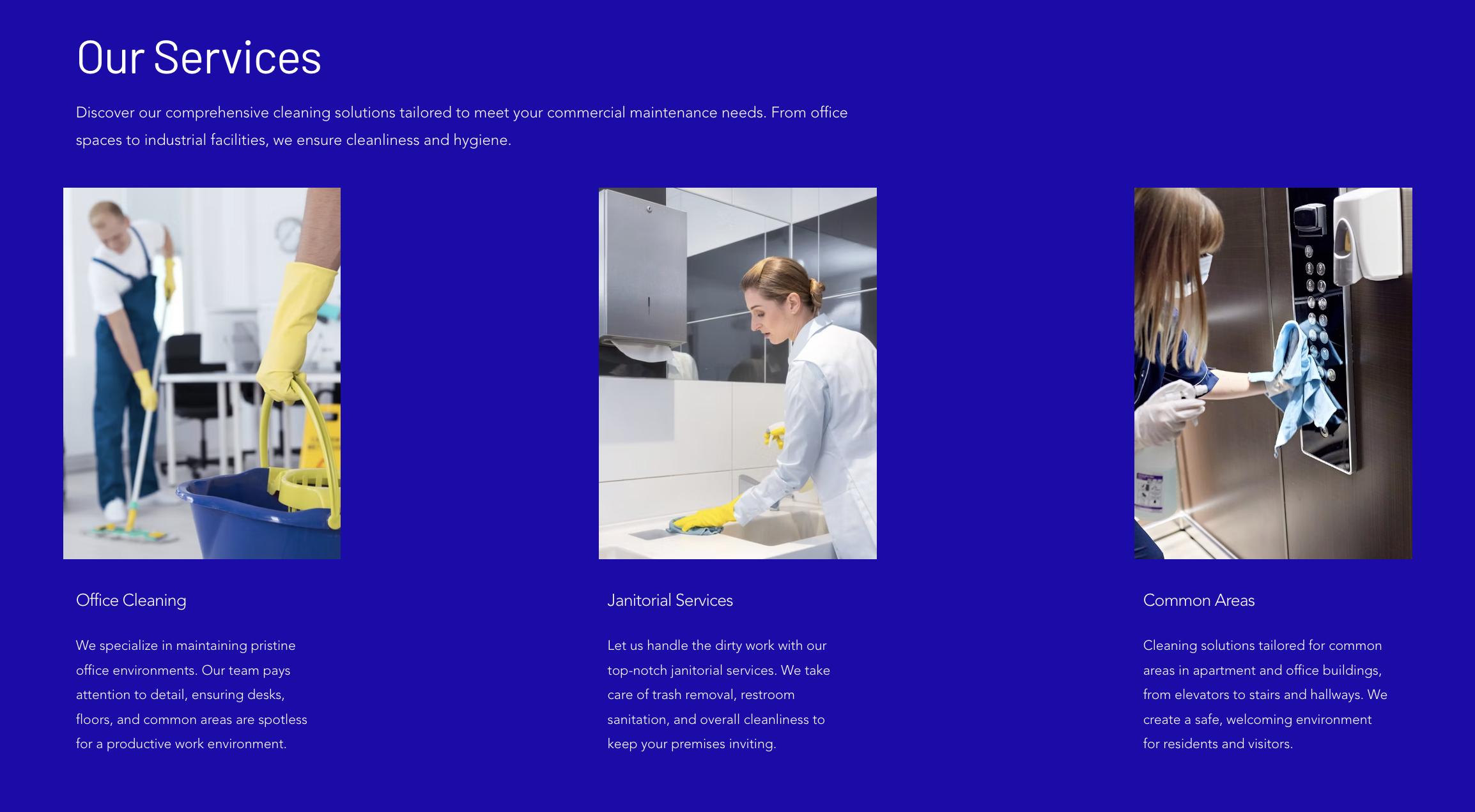 Our Services — Office Cleaning, Janitorial Services, Common Areas